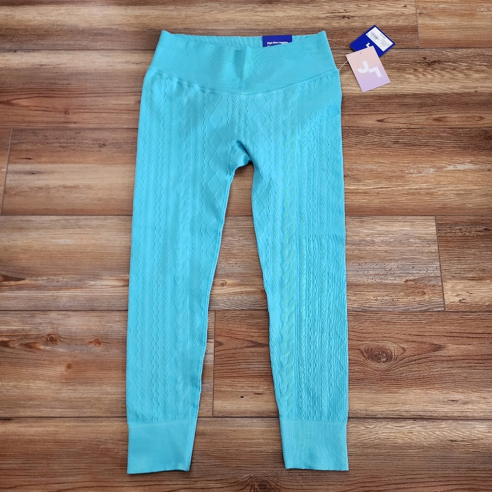 Joy Lab Leggings Womens L Sky Blue Cable Knit 7/8 High-Rise NEW